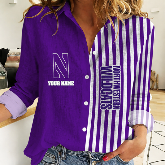 VIRAL EDITION - NEW CUSTOMIZED NCAA CFH06 NOW NORTHWESTERN WILDCATS WOMEN CASUAL SHIRT FOR FAN