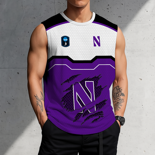 FLASH SALE - NEW CUSTOMIZED NCAA CFH06 NOW NORTHWESTERN WILDCATS MEN'S GYM SHIRT