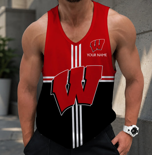 FLASH SALE - NEW CUSTOMIZED NCAA MFF06 WSB WISCONSIN BADGERS UNISEX TANK TOP