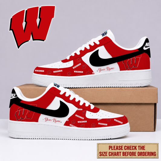 FINAL SALE - NEW CUSTOMIZED NCAA MFF06 WSB WISCONSIN BADGERS AF1 SHOES
