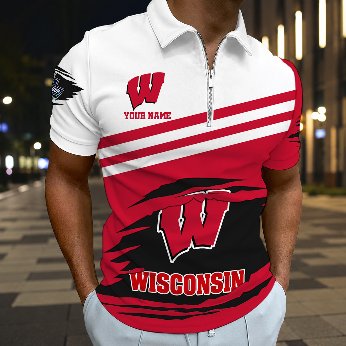 LIMITED DROP - NEW CUSTOMIZED NCAA MFF06 WSB WISCONSIN BADGERS POLO SHIRT, ZIP POLO SHIRT & T-SHIRTS