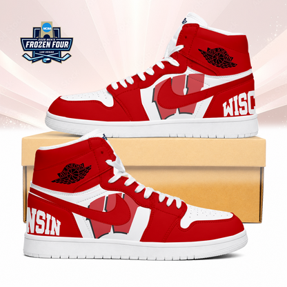 VIRAL EDITION - NEW CUSTOMIZED NCAA MFF06 WSB WISCONSIN BADGERS AIR JORDAN SNEAKERS