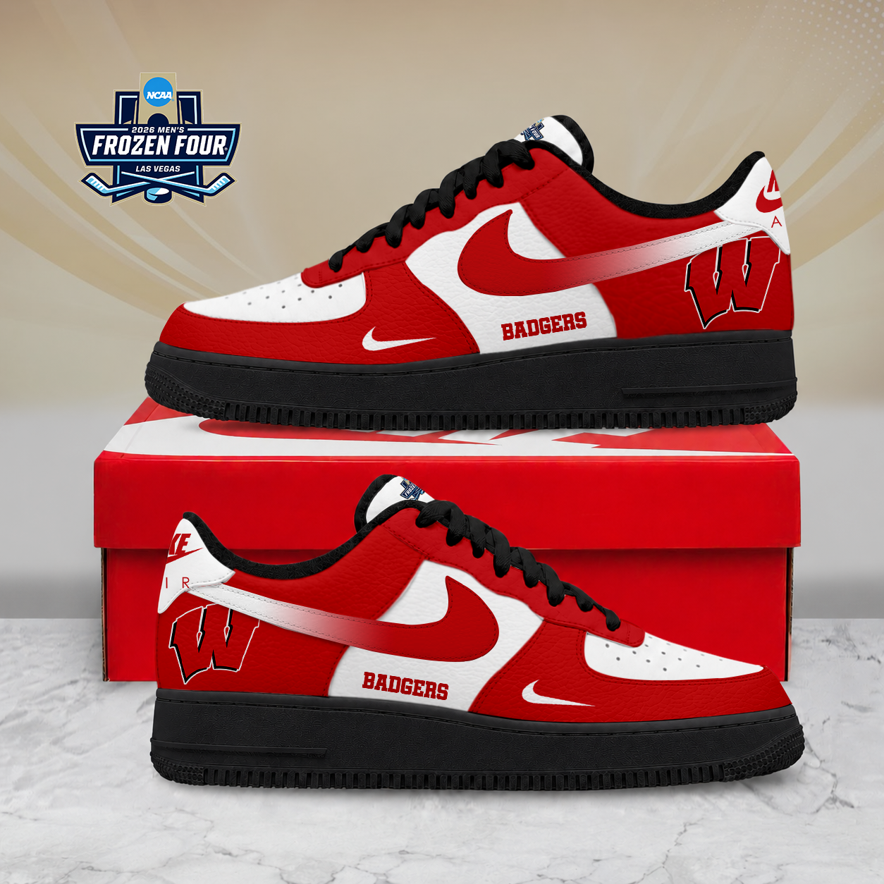 FINAL SALE - NEW CUSTOMIZED NCAA MFF06 WSB WISCONSIN BADGERS AF1 SHOES