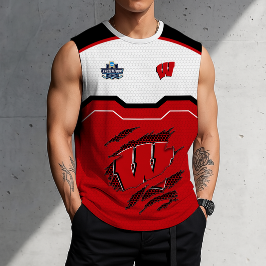 FLASH SALE - NEW CUSTOMIZED NCAA MFF06 WSB WISCONSIN BADGERS MEN'S GYM SHIRT