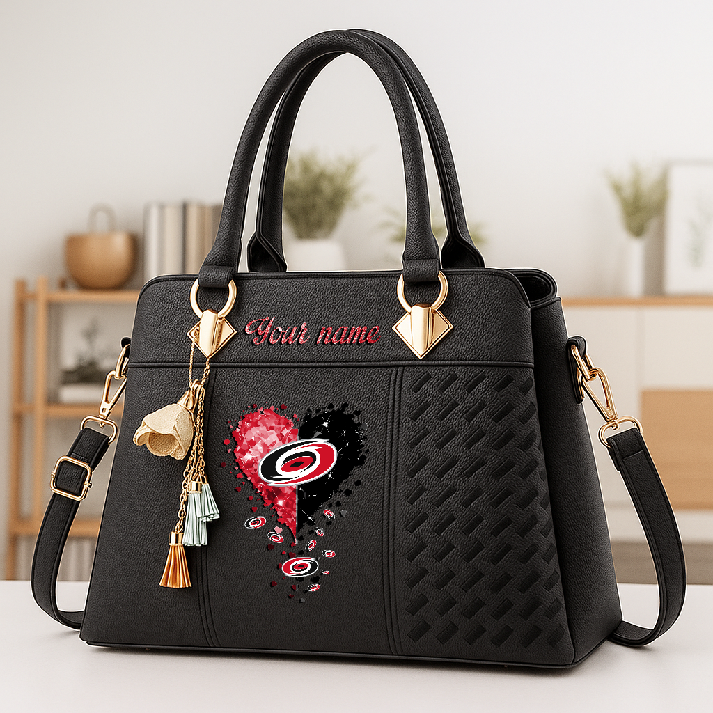 LIMITED EDITION - NEW CUSTOMIZED NHL07 CLH CAROLINA HURRICANES ZIP HANDBAG MULTICOLOR