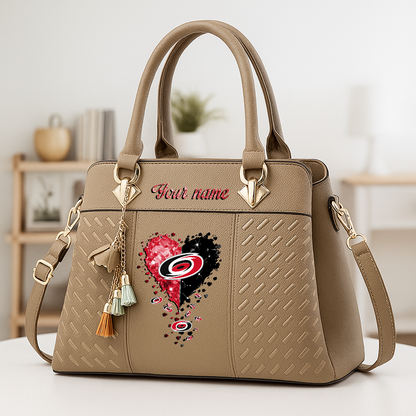 LIMITED EDITION - NEW CUSTOMIZED NHL07 CLH CAROLINA HURRICANES ZIP HANDBAG MULTICOLOR