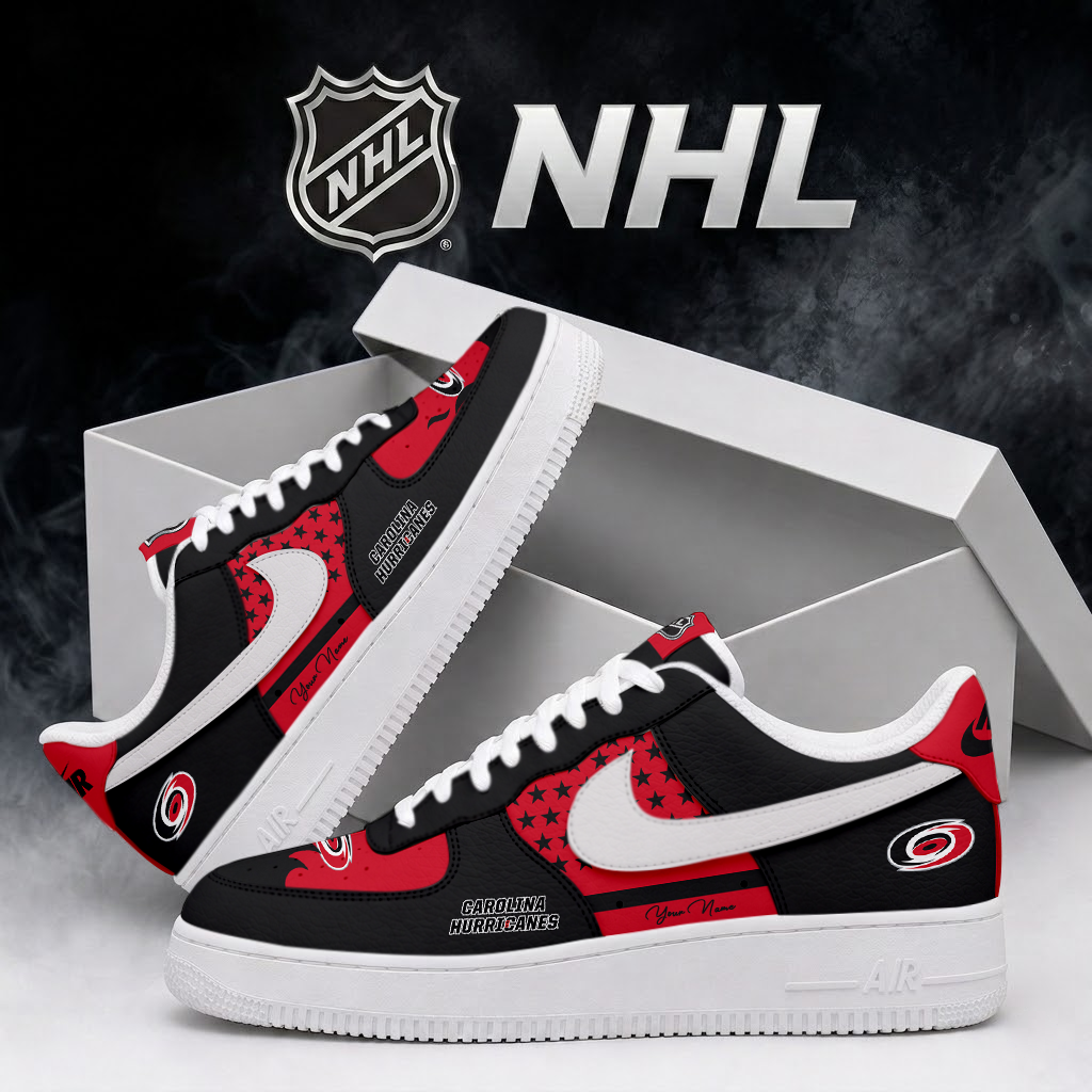 LIMITED EDITION - NEW CUSTOMIZED NHL07 CLH CAROLINA HURRICANES AF1 SHOES