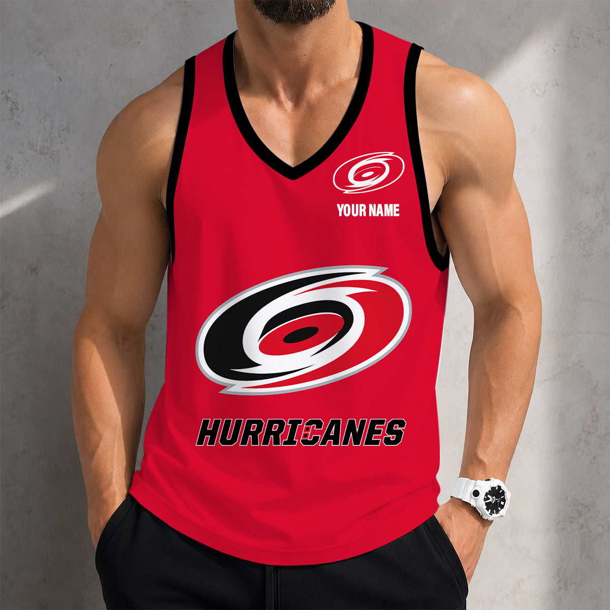 VIRAL EDITION - NEW CUSTOMIZED NHL07 CLH CAROLINA HURRICANES MEN'S TANK TOP