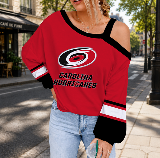 FINAL SALE - NEW CUSTOMIZED NHL07 CLH CAROLINA HURRICANES DROP SHOULDER SWEATSHIRT
