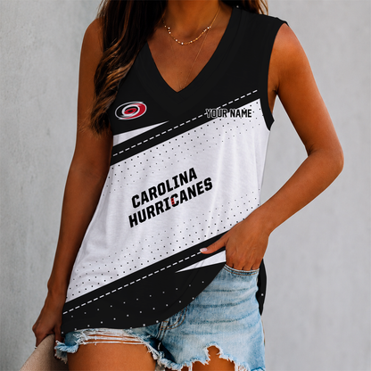 FINAL SALE - NEW CUSTOMIZED NHL07 CLH CAROLINA HURRICANES WOMEN'S V-NECK TANK TOP