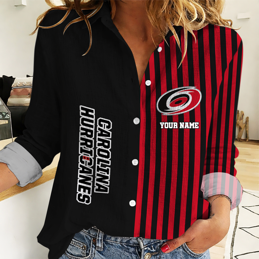 FINAL SALE - NEW CUSTOMIZED NHL07 CLH CAROLINA HURRICANES WOMEN CASUAL SHIRT