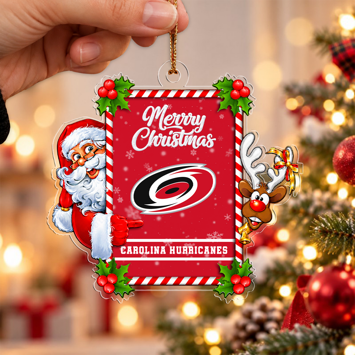 FLASH SALE - NEW CUSTOMIZED NHL07 CLH CAROLINA HURRICANES CHRISTMAS ACRYLIC ORNAMENT