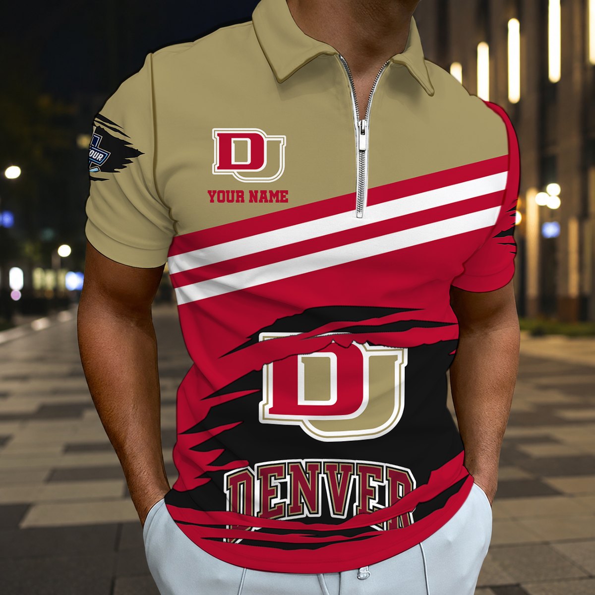LIMITED DROP - NEW CUSTOMIZED NCAA MFF07 DEP DENVER PIONEERS POLO SHIRT, ZIP POLO SHIRT & T-SHIRTS