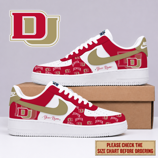 FINAL SALE - NEW CUSTOMIZED NCAA MFF07 DEP DENVER PIONEERS AF1 SHOES