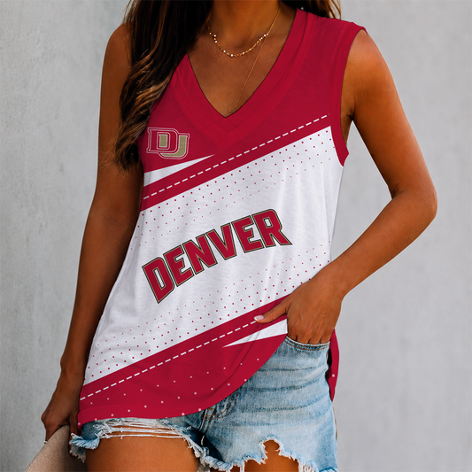 LIMITED EDITION - NEW CUSTOMIZED NCAA MFF07 DEP DENVER PIONEERS WOMEN'S V-NECK TANK TOP