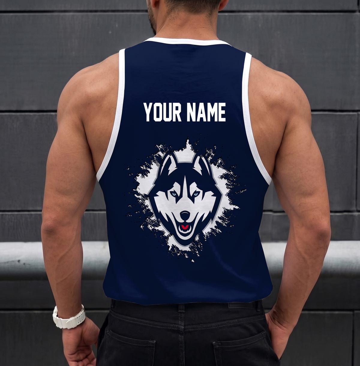 ELITE EDITION - NEW CUSTOMIZED NCAA CFH07 UCH UCONN HUSKIES UNISEX TANK TOP