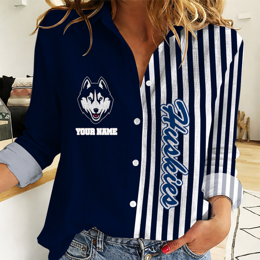 VIRAL EDITION - NEW CUSTOMIZED NCAA CFH07 UCH UCONN HUSKIES WOMEN CASUAL SHIRT FOR FAN