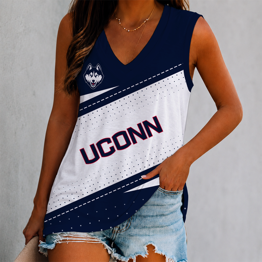 LIMITED EDITION - NEW CUSTOMIZED NCAA CFH07 UCH UCONN HUSKIES WOMEN'S V-NECK TANK TOP