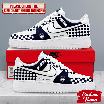 HOT DEAL - NEW CUSTOMIZED NCAA CFH07 UCH UCONN HUSKIES AF1 SHOES