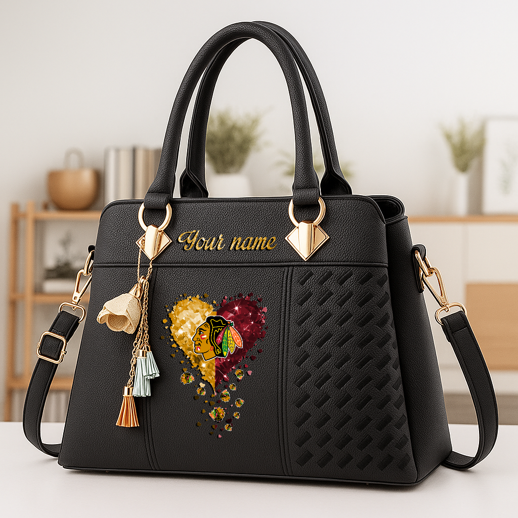 LIMITED EDITION - NEW CUSTOMIZED NHL08 CBH CHICAGO BLACKHAWKS ZIP HANDBAG MULTICOLOR