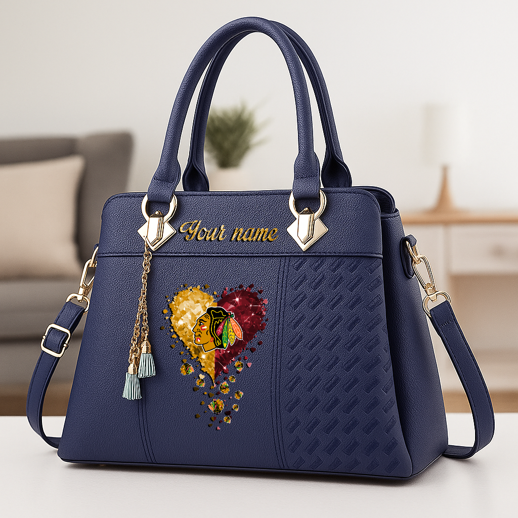 LIMITED EDITION - NEW CUSTOMIZED NHL08 CBH CHICAGO BLACKHAWKS ZIP HANDBAG MULTICOLOR