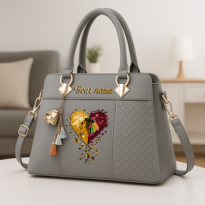 LIMITED EDITION - NEW CUSTOMIZED NHL08 CBH CHICAGO BLACKHAWKS ZIP HANDBAG MULTICOLOR