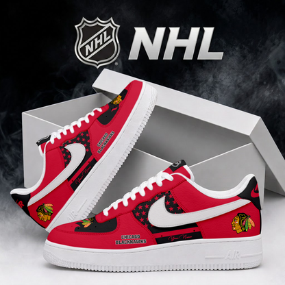 LIMITED EDITION - NEW CUSTOMIZED NHL08 CBH CHICAGO BLACKHAWKS AF1 SHOES