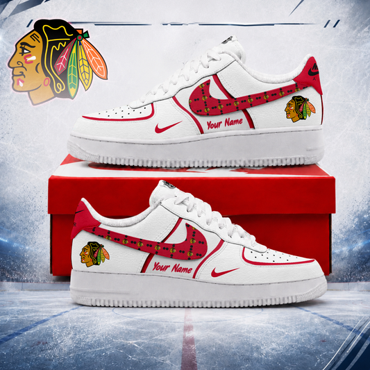LIMITED EDITION - NEW CUSTOMIZED NHL08 CBH CHICAGO BLACKHAWKS AF1 SHOES
