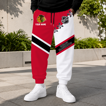 HOT DEAL - NEW CUSTOMIZED NHL08 CBH CHICAGO BLACKHAWKS SWEATPANTS