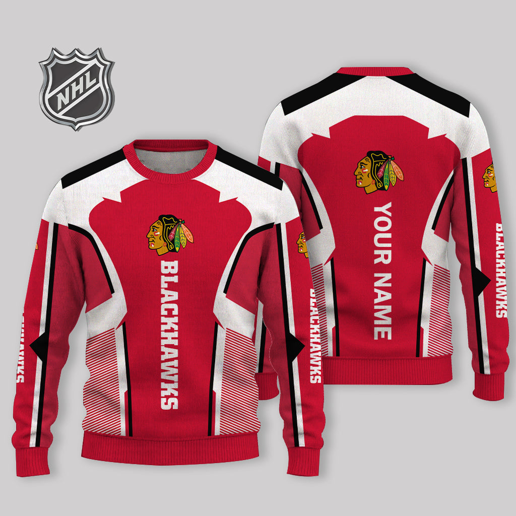 FINAL SALE - NEW CUSTOMIZED NHL08 CBH CHICAGO BLACKHAWKS UGLY SWEATER