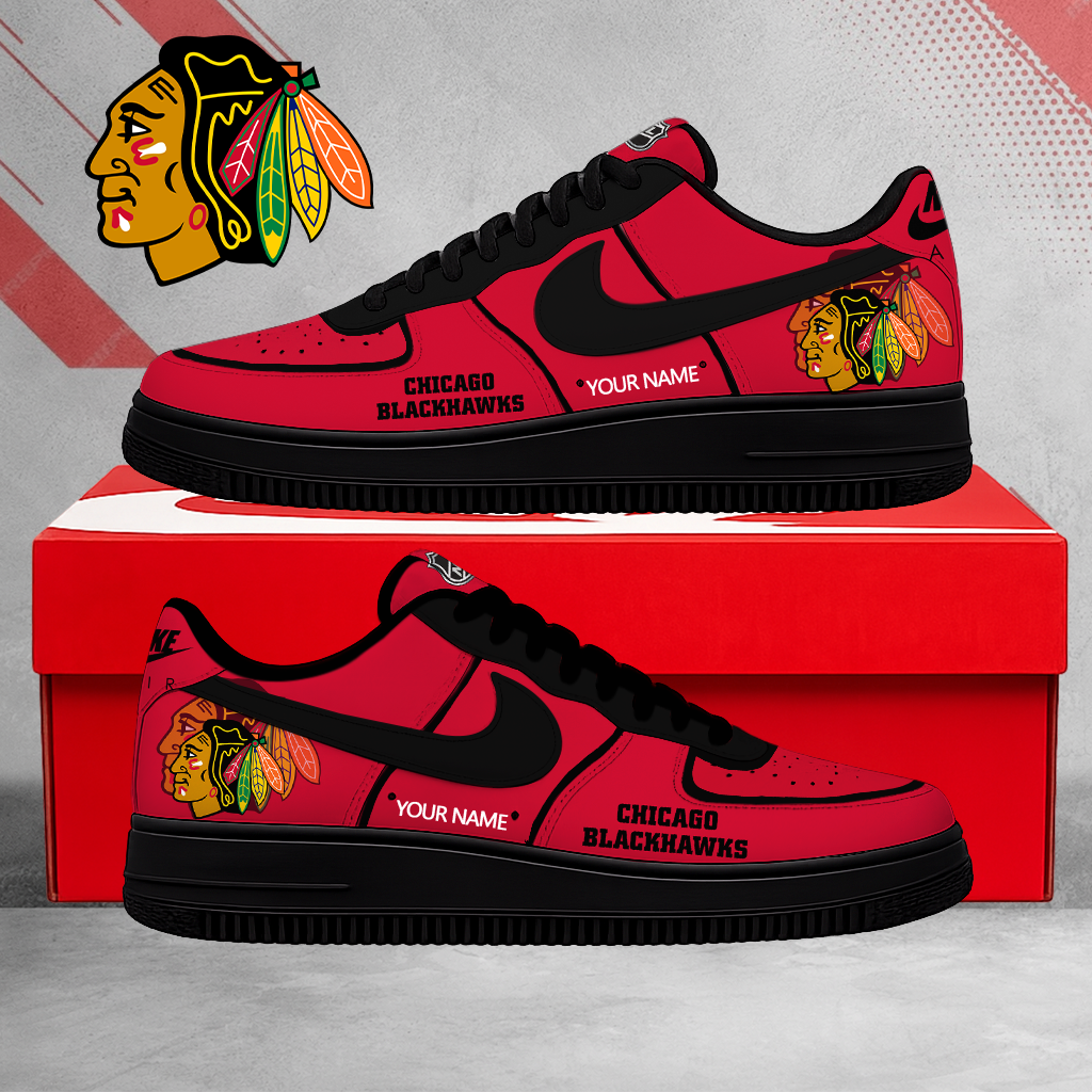 FLASH SALE - NEW CUSTOMIZED NHL08 CBH CHICAGO BLACKHAWKS AF1 SHOES