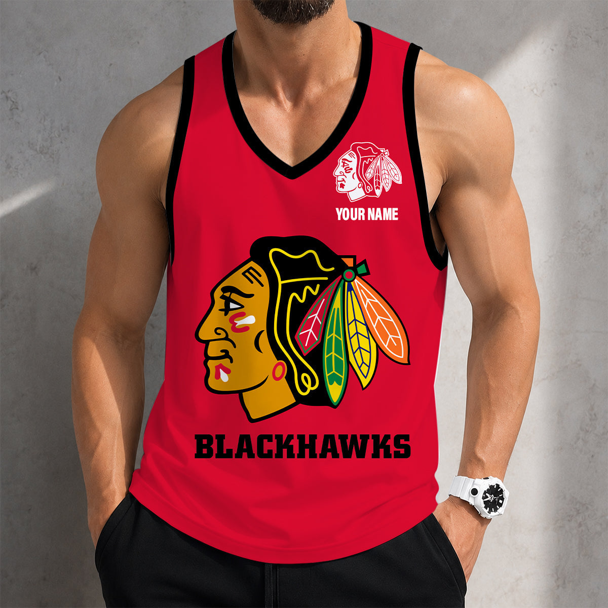 VIRAL EDITION - NEW CUSTOMIZED NHL08 CBH CHICAGO BLACKHAWKS MEN'S TANK TOP