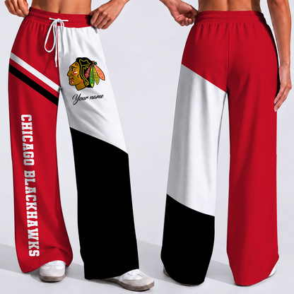 FINAL SALE - NEW CUSTOMIZED NHL08 CBH CHICAGO BLACKHAWKS WOMEN'S WIDE LEG PANTS