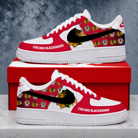 FINAL SALE - NEW CUSTOMIZED NHL08 CBH CHICAGO BLACKHAWKS AF1 SHOES