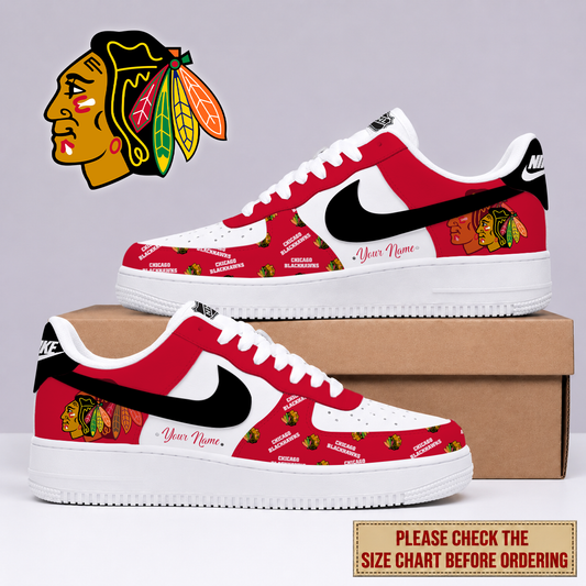 FINAL SALE - NEW CUSTOMIZED NHL08 CBH CHICAGO BLACKHAWKS AF1 SHOES