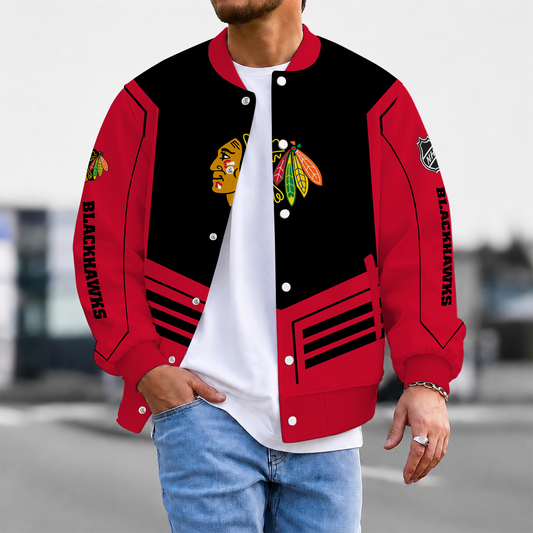 LIMITED EDITION - NEW CUSTOMIZED NHL08 CBH CHICAGO BLACKHAWKS SATIN VARSITY JACKET & BASEBALL JACKET