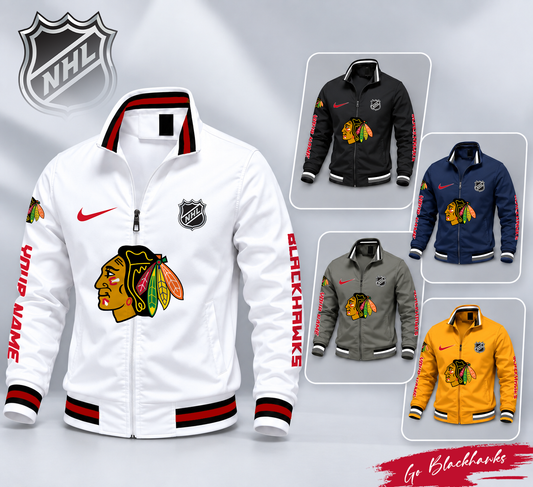 FLASH SALE - NEW CUSTOMIZED NHL08 CBH CHICAGO BLACKHAWKS MULTICOLOR MEN'S CASUAL JACKET