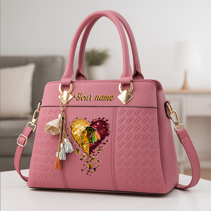LIMITED EDITION - NEW CUSTOMIZED NHL08 CBH CHICAGO BLACKHAWKS ZIP HANDBAG MULTICOLOR