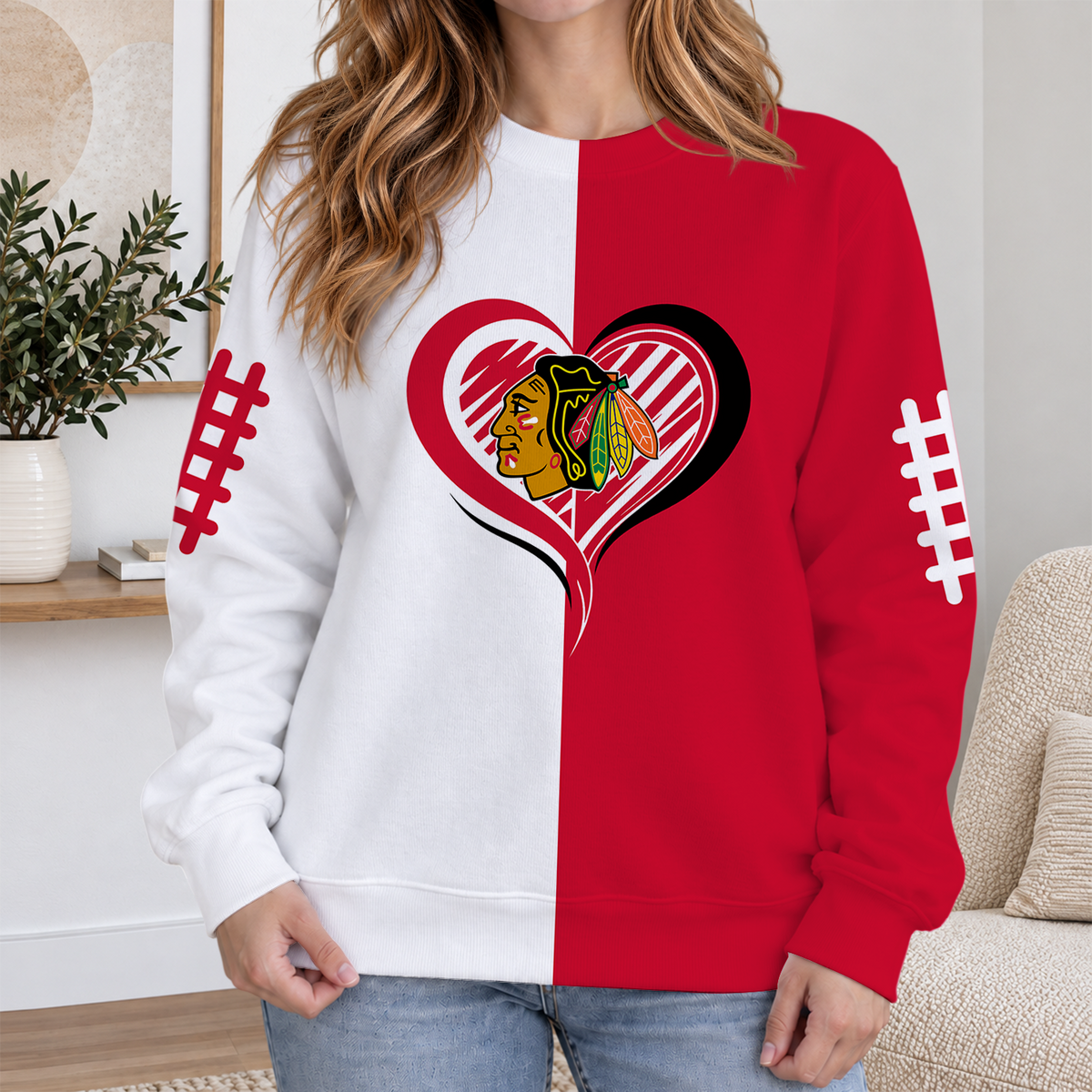 FINAL SALE - NEW CUSTOMIZED NHL08 CBH CHICAGO BLACKHAWKS RIBBED HOODIE & SWEATSHIRT