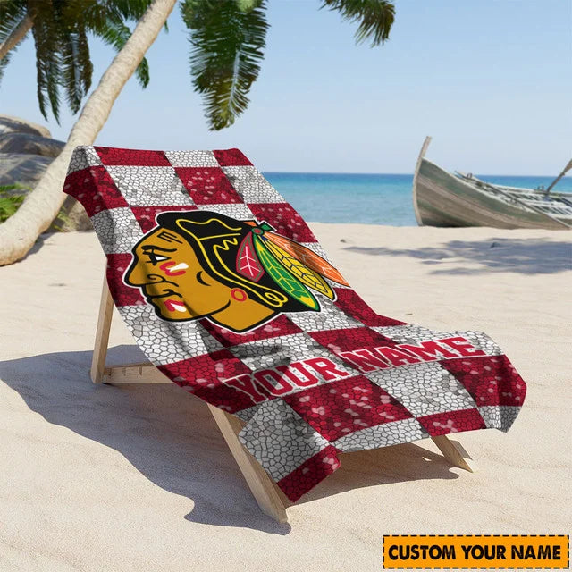 LIMITED EDITION - NEW CUSTOMIZED NHL08 CBH CHICAGO BLACKHAWKS BEACH TOWEL FOR FAN