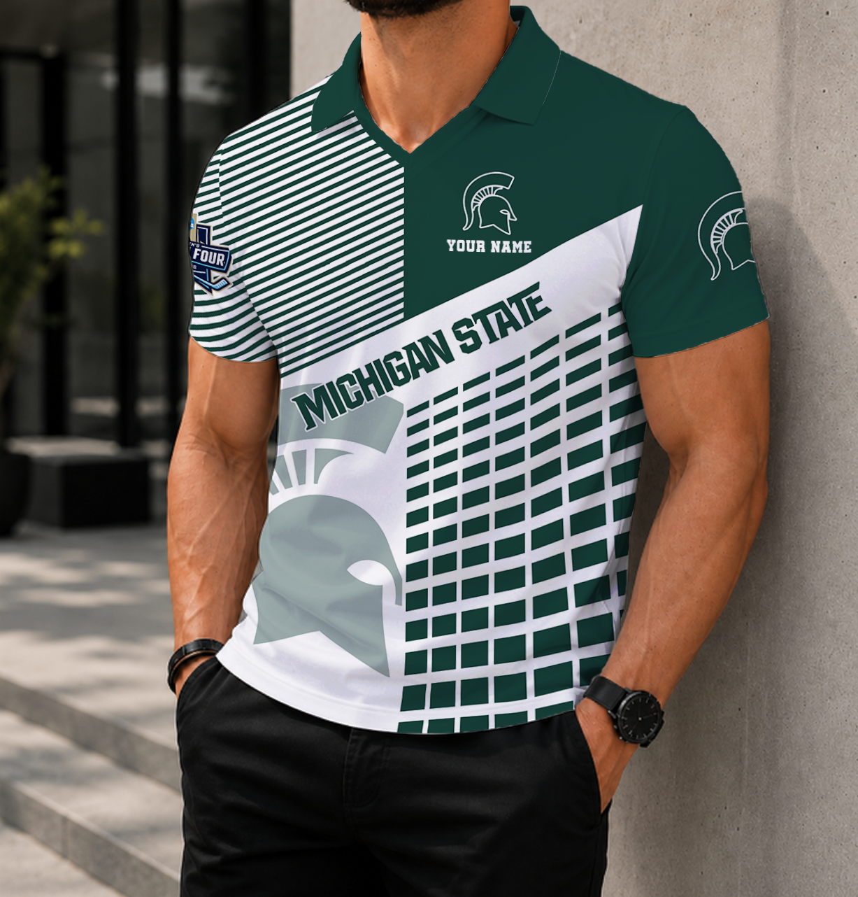 VIRAL EDITION - NEW CUSTOMIZED NCAA MFF08 MSS MICHIGAN STATE SPARTANS POLO SHIRT