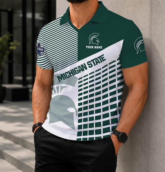 VIRAL EDITION - NEW CUSTOMIZED NCAA MFF08 MSS MICHIGAN STATE SPARTANS POLO SHIRT