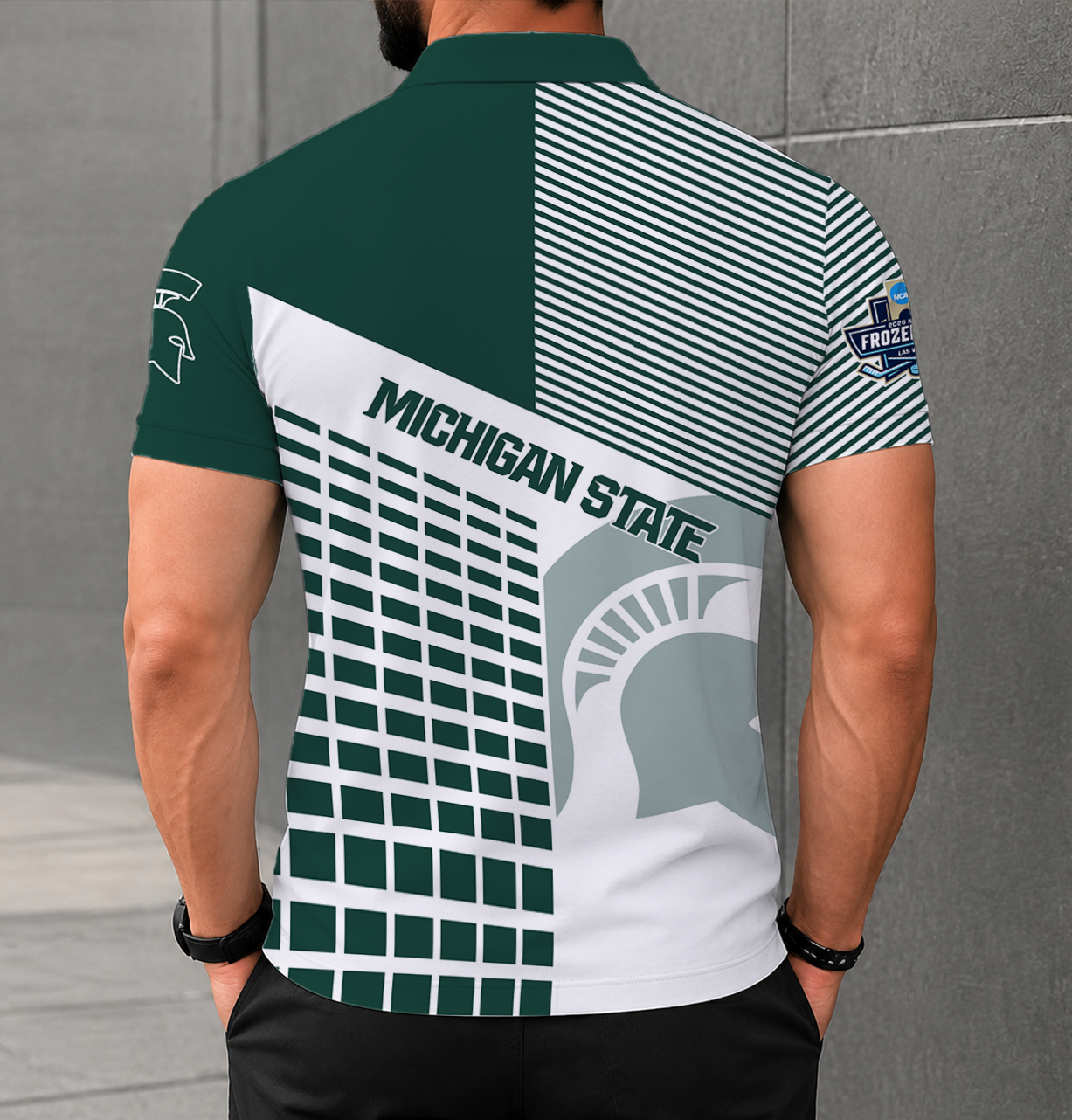 VIRAL EDITION - NEW CUSTOMIZED NCAA MFF08 MSS MICHIGAN STATE SPARTANS POLO SHIRT