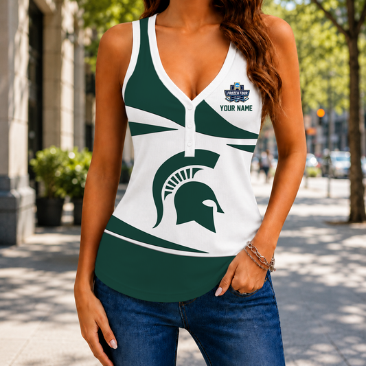LIMITED EDITION - NEW CUSTOMIZED NCAA MFF08 MSS MICHIGAN STATE SPARTANS WOMEN'S V-NECK TANK TOP