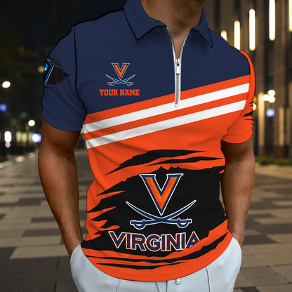 HOT DEAL - NEW CUSTOMIZED NCAA CFH08 VIC VIRGINIA CAVALIERS POLO SHIRT, ZIP POLO SHIRT & T-SHIRTS