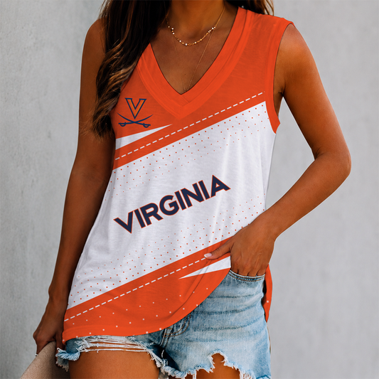 LIMITED EDITION - NEW CUSTOMIZED NCAA CFH08 VIC VIRGINIA CAVALIERS WOMEN'S V-NECK TANK TOP