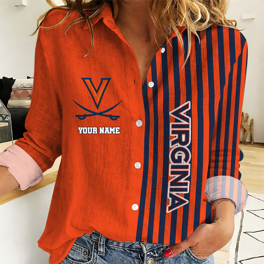 VIRAL EDITION - NEW CUSTOMIZED NCAA CFH08 VIC VIRGINIA CAVALIERS WOMEN CASUAL SHIRT FOR FAN