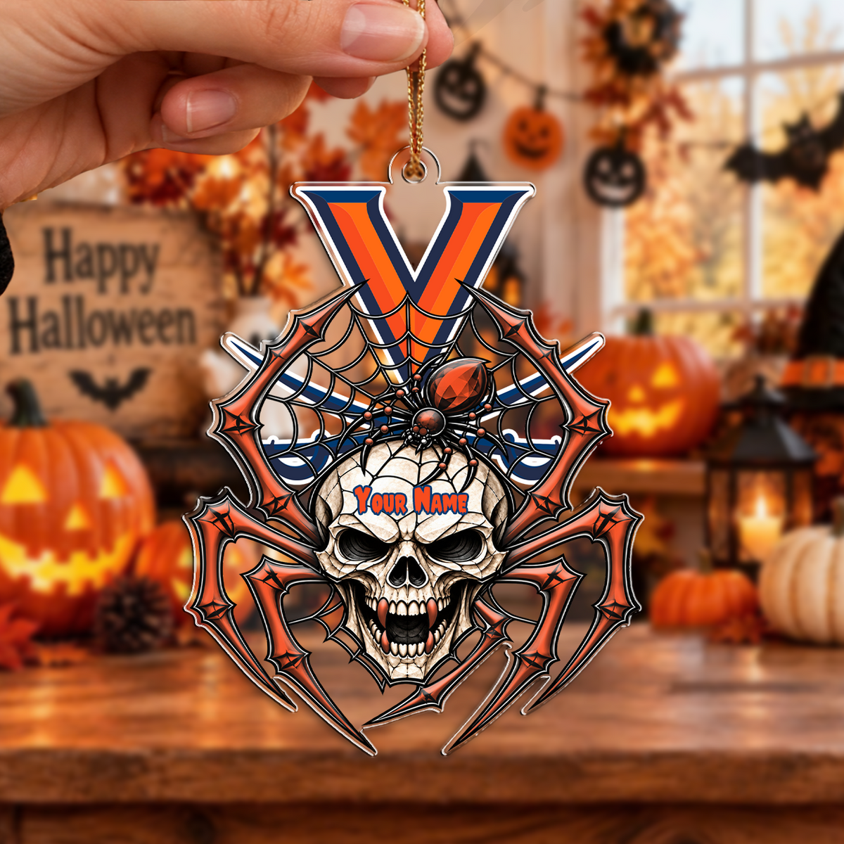 ACTIVE OFFER - NEW CUSTOMIZED NCAA CFH08 VIC VIRGINIA CAVALIERS HALLOWEEN ACRYLIC ORNAMENT