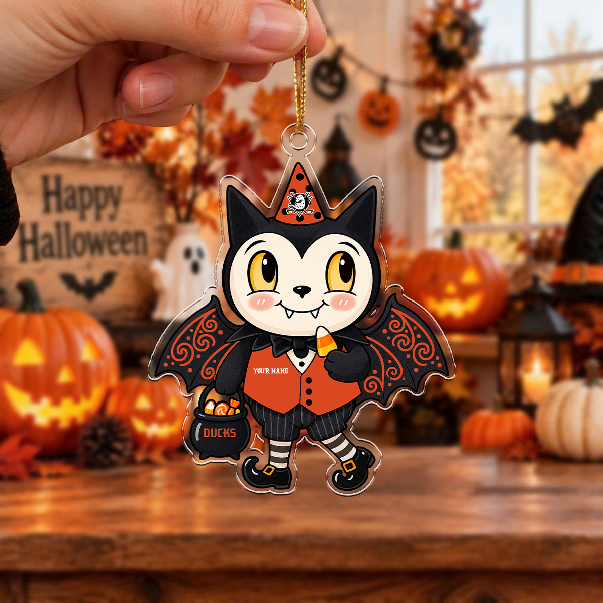 HOT DEAL - NEW CUSTOMIZED NHL09 AHD ANAHEIM DUCKS HALLOWEEN ACRYLIC ORNAMENT