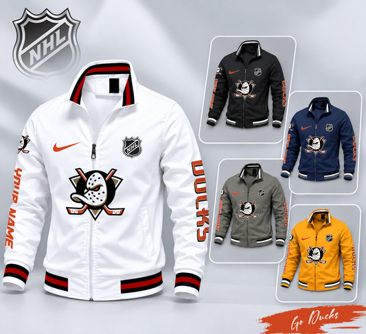 FLASH SALE - NEW CUSTOMIZED NHL09 AHD ANAHEIM DUCKS MULTICOLOR MEN'S CASUAL JACKET